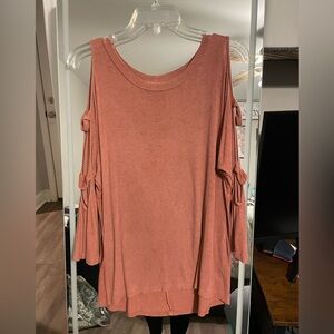 Mauve top - cold shoulder with arm cut outs